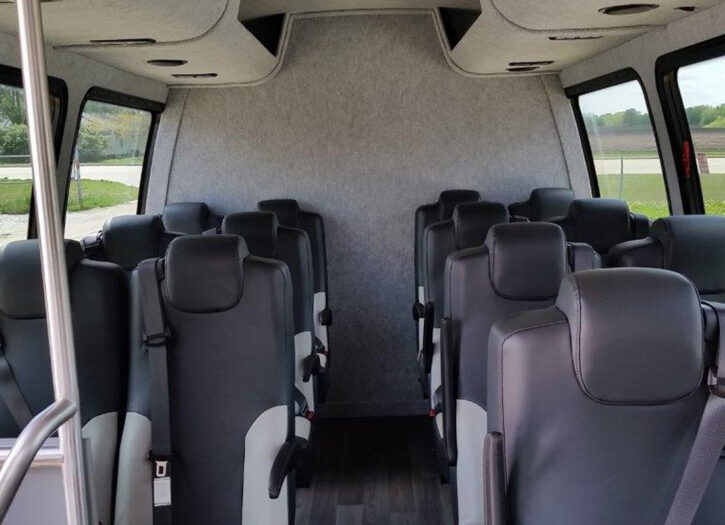 Interior of a 14 Seat Minibus for Rent in Des Moines, Iowa