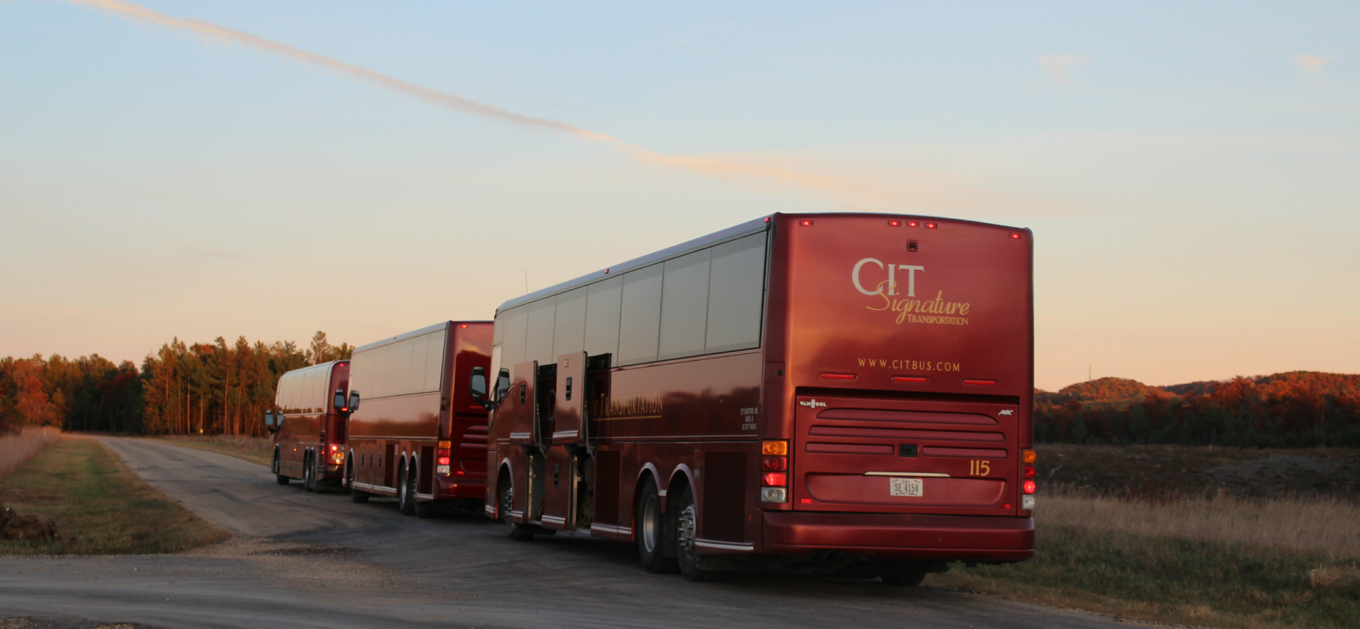Charter Bus Rental Fleet Driving in Iowa