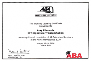American Bus Association industry learning certificate