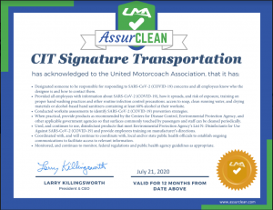 CIT Signature Tansportation AssurCLEAN certificate